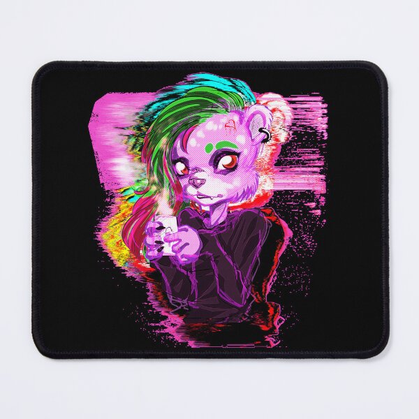 Item preview, Cute Eyestrain Glitch Goth Furry Bear Girl With Mug designed and sold by GrotsqMachine.