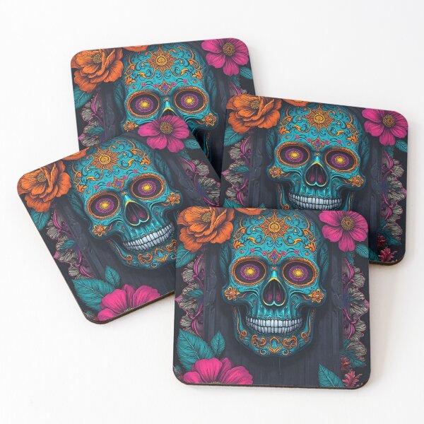 Item preview, Urban Día de Muertos Print, dead day - Neon Glowing Skulls & Spray Paint Texture designed and sold by WelSol.