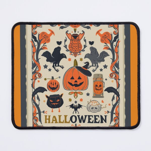 Item preview, Vintage Halloween Poster | Retro Spooky Pumpkin and Bat Illustration designed and sold by AM-little-shop.