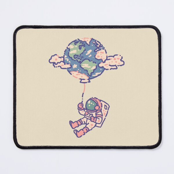 Item preview, Flying Balloon Earth Astronaut, whimsical pastel illustration designed and sold by Magnificent Lizard.