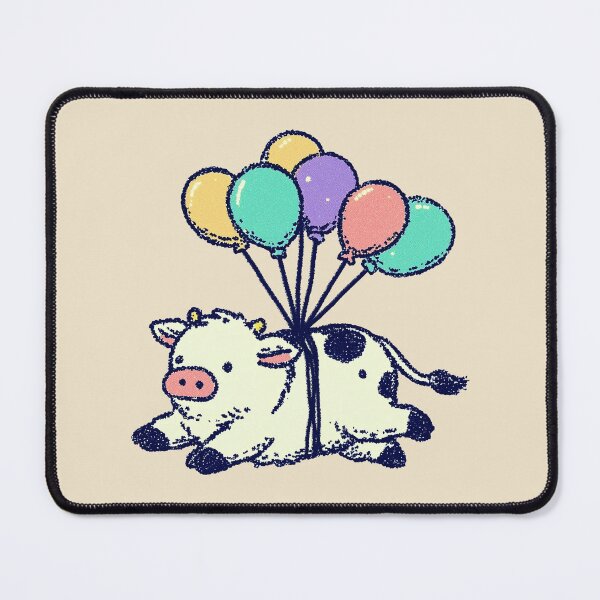 Item preview, Flying Balloon Cow, pastel stipple illustration designed and sold by Magnificent Lizard.
