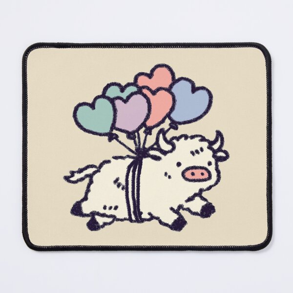 Item preview, Flying Balloon Cow with Pastel Heart Balloons designed and sold by Magnificent Lizard.