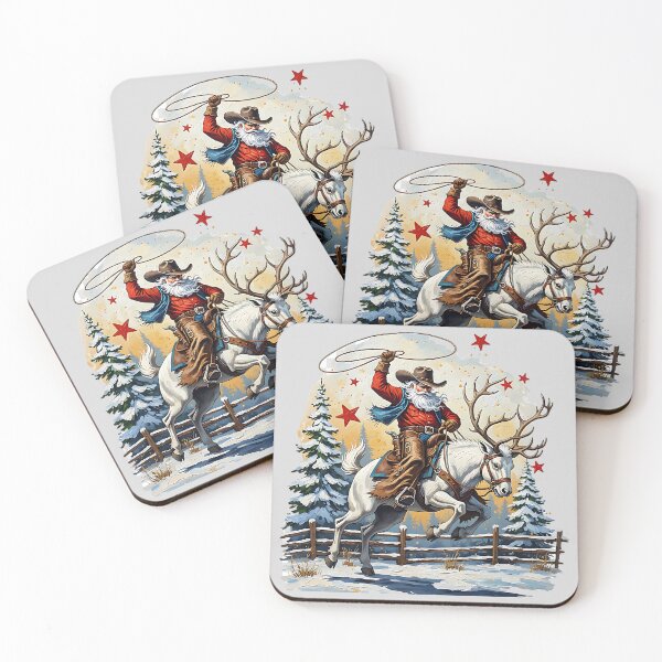 Item preview, Rodeo Santa Cowboy Riding Reindeer - Wild West Christmas designed and sold by AwesomeBeyondLimits.