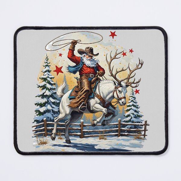 Item preview, Rodeo Santa Cowboy Riding Reindeer - Wild West Christmas designed and sold by AwesomeBeyondLimits.
