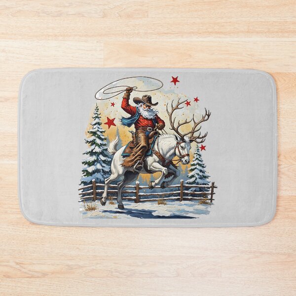 Item preview, Rodeo Santa Cowboy Riding Reindeer - Wild West Christmas designed and sold by AwesomeBeyondLimits.