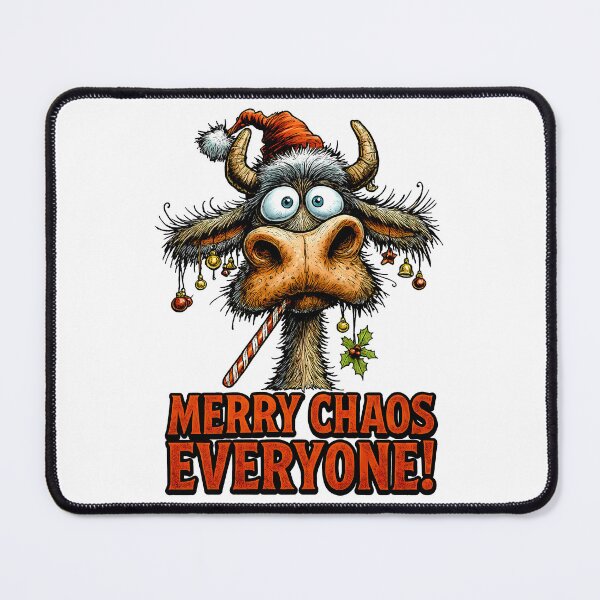 Item preview, Merry Chaos Everyone – Funny Christmas Cow designed and sold by DariusZD.