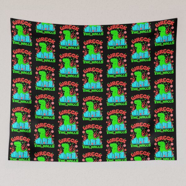 Item preview, Cute Holiday Pun Kawaii Godzilla Anti Christmas designed and sold by Renata Illustrata.