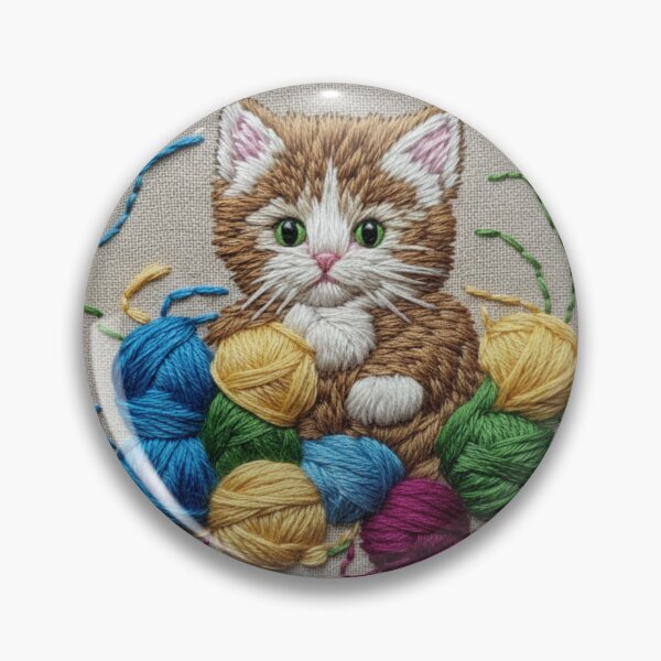 Item preview, Cute Kitten Among Yarn Balls - Faux Embroidery and Patch Look T-Shirt designed and sold by tarzbol.