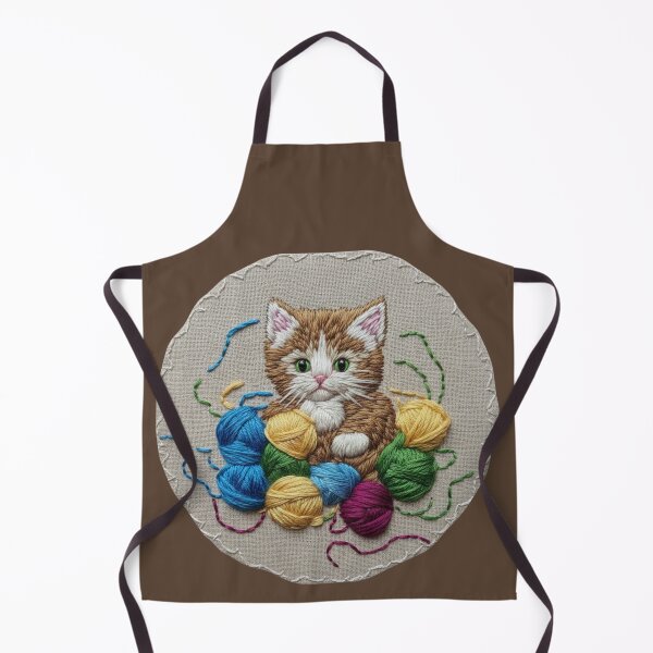 Item preview, Cute Kitten Among Yarn Balls - Faux Embroidery and Patch Look T-Shirt designed and sold by tarzbol.