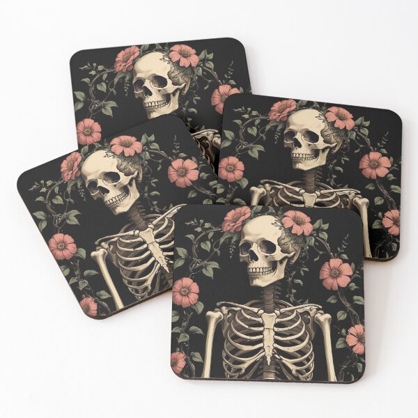 Item preview, Skeleton human skeleton intertwined with flowers and vines 4 designed and sold by Neon G.