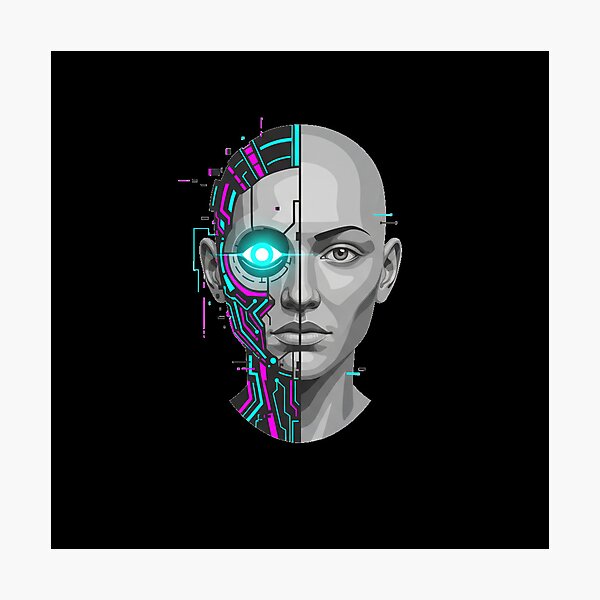 Item preview, Cyborg Portrait | Bionic Face | Neon Implant | Minimalist Sci-Fi | Techwear Face designed and sold by DarkNight9.