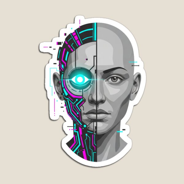 Item preview, Cyborg Portrait | Bionic Face | Neon Implant | Minimalist Sci-Fi | Techwear Face designed and sold by DarkNight9.