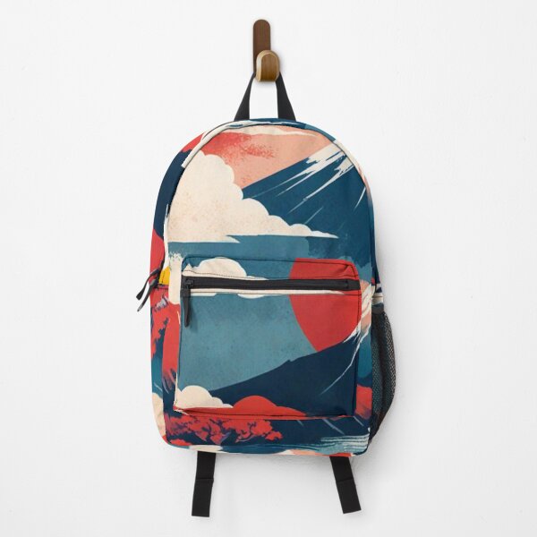 Item preview, Retro Japanese Poster | Indigo & Vermilion Mount Fuji Print designed and sold by Esterlane.