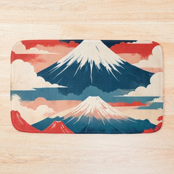 Item preview, Retro Japanese Poster | Indigo & Vermilion Mount Fuji Print designed and sold by Esterlane.