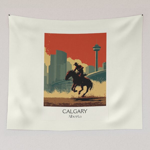 Item preview, Calgary Alberta | Western Heritage & Skyline Art Print designed and sold by TuncGK.