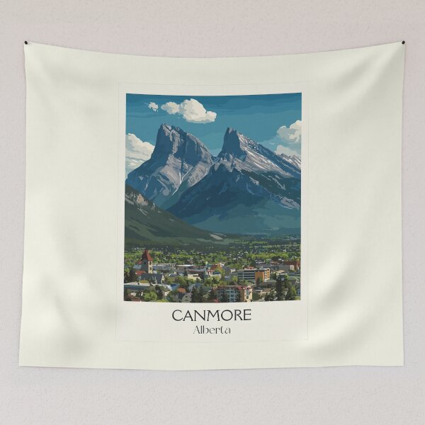 Item preview, Canmore Alberta | Rocky Mountain Town & Three Peaks Art designed and sold by TuncGK.