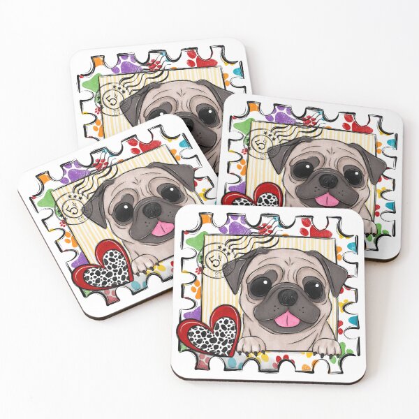 Artikelvorschau, Briefmarkendesign mit Mopsmotiv entworfen und verkauft von Posh Print Design Co., LLC.