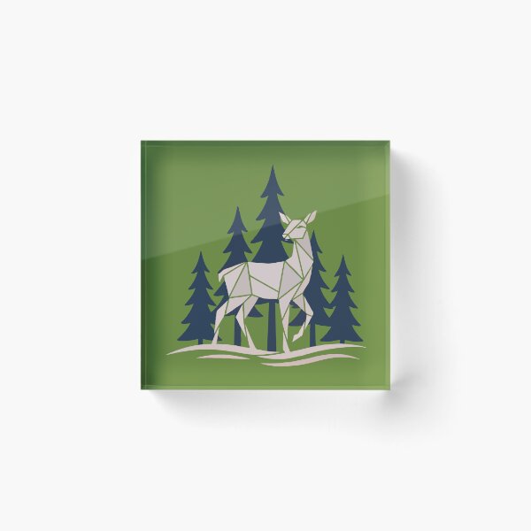 Item preview, Geometric White Deer in Winter in the Forest designed and sold by DoceVaga.