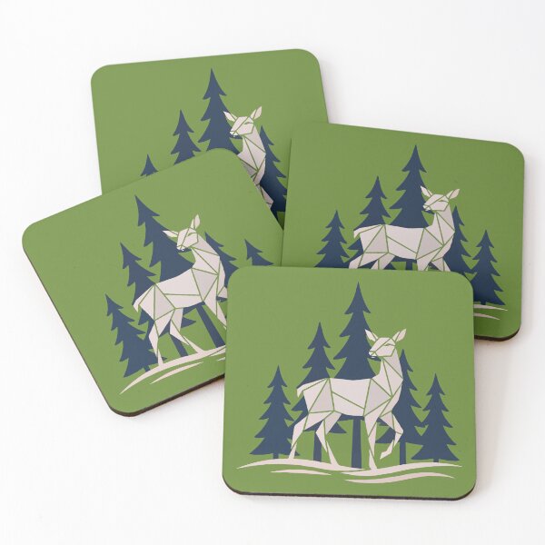 Item preview, Geometric White Deer in Winter in the Forest designed and sold by DoceVaga.