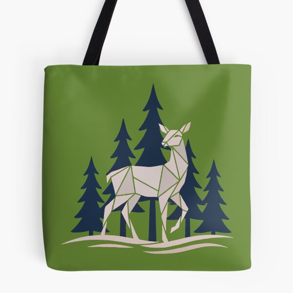 Item preview, Geometric White Deer in Winter in the Forest designed and sold by DoceVaga.