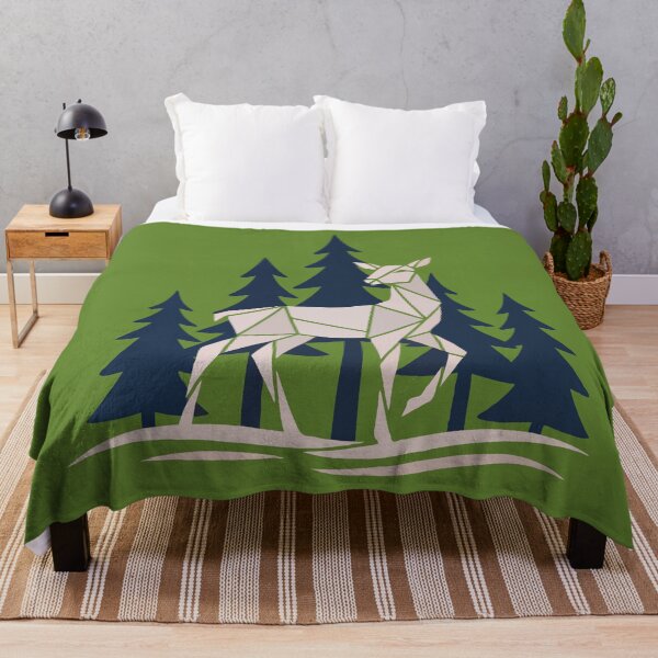 Item preview, Geometric White Deer in Winter in the Forest designed and sold by DoceVaga.