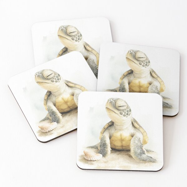 Item preview, Soft Sea Turtle Sitting in Pastel Ocean Scene designed and sold by WabiSabiSjak.
