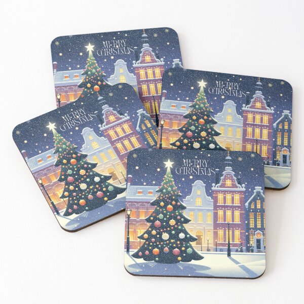 Item preview, Christmas City Scene – Cozy Winter Town Illustration with Christmas Trees and Lights designed and sold by Sugar Wisdom .