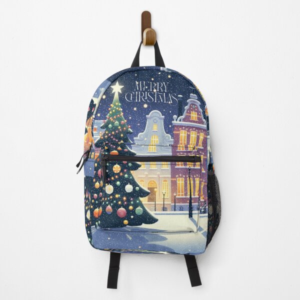 Item preview, Christmas City Scene – Cozy Winter Town Illustration with Christmas Trees and Lights designed and sold by Sugar Wisdom .