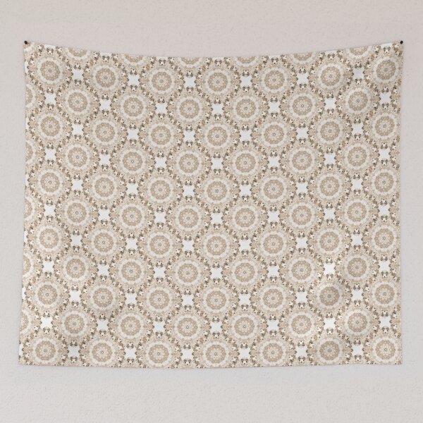 Aperçu de l'œuvre Dentelle à motif floral mandala beige créée et vendue par Artistestella.