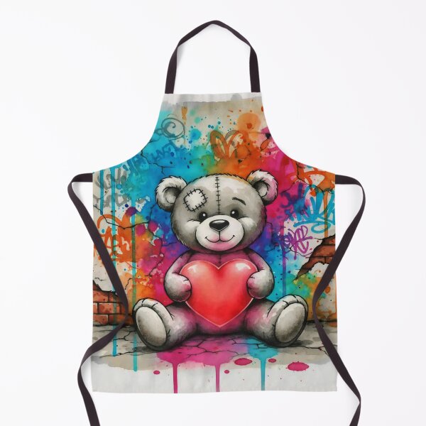 Item preview, Cute Teddy Bear Holding Heart – Colorful Graffiti Street Art Illustration designed and sold by Pixel Pout.