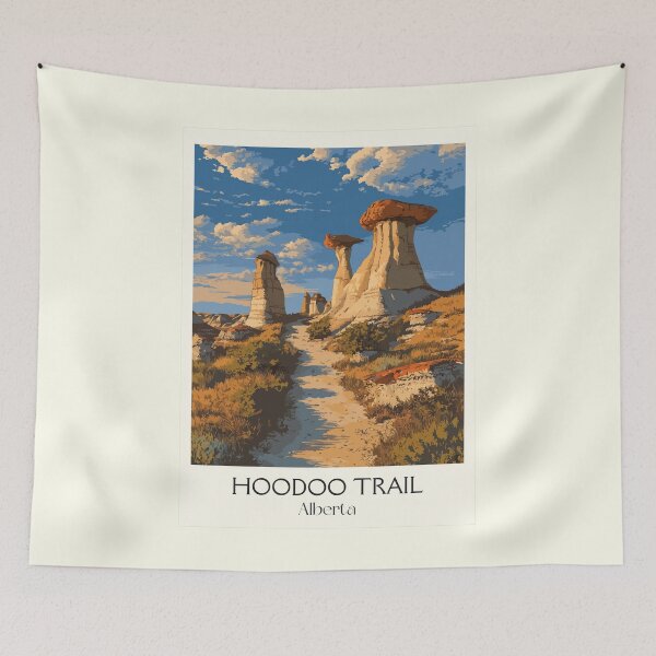 Item preview, Hoodoo Trail Alberta | Drumheller Badlands Art Print designed and sold by TuncGK.