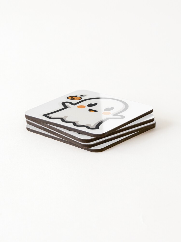 Thumbnail 4 of 5, Coasters (Set of 4), Halloween Developer Sticker | Ghost Code Bug | Programmer Spooky Gift designed and sold by ColoredPanda.