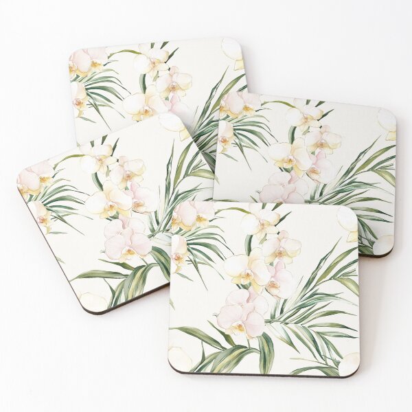 Item preview, White and Pink Orchids Flowers Watercolor All Over designed and sold by Feeling Artsy.