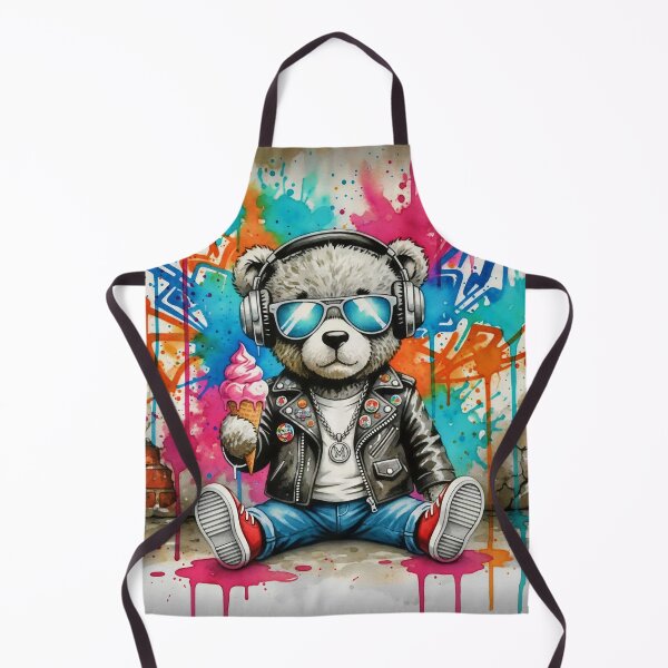 Item preview, Cool Teddy Bear Eating Ice Cream – Graffiti Street Art Pop Culture Illustration designed and sold by Pixel Pout.