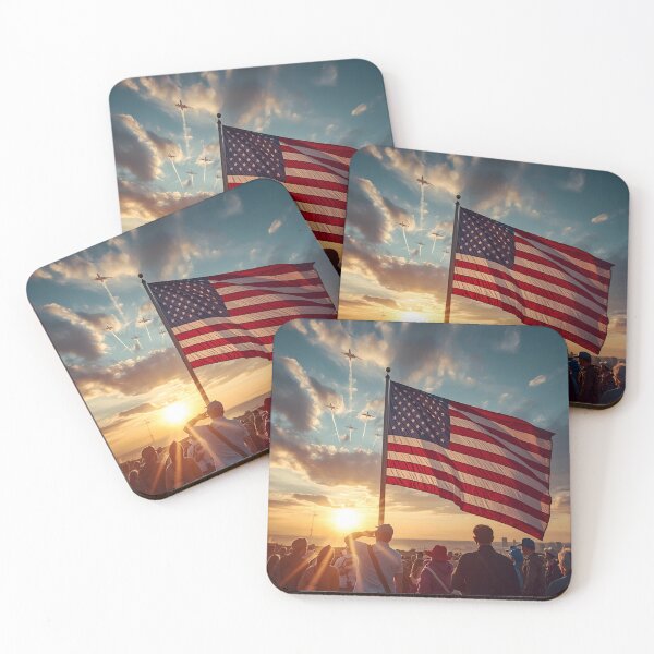 Item preview, The American flag against the setting sun designed and sold by Bobigreg.