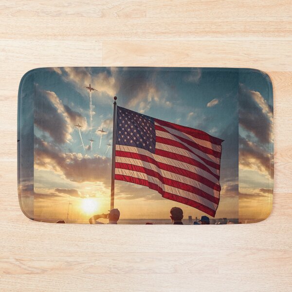 Item preview, The American flag against the setting sun designed and sold by Bobigreg.