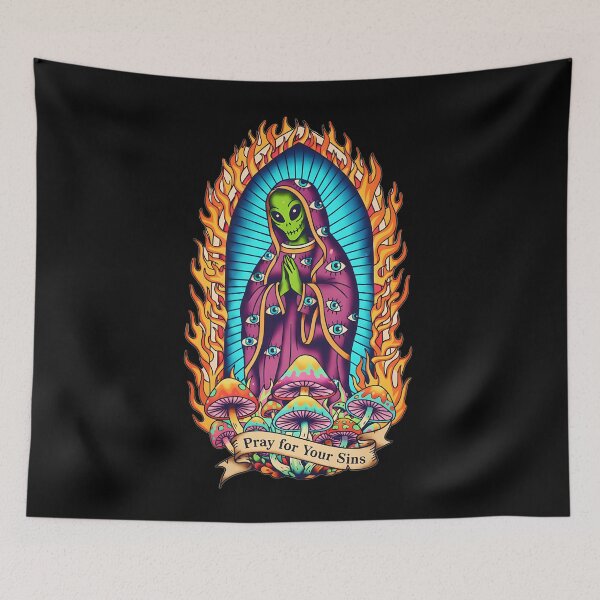 Item preview, PRAY FOR YOUR SINS Alien Mary Virgin designed and sold by CoffinsArt.