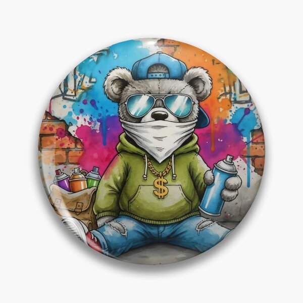 Item preview, Graffiti Artist Teddy Bear with Spray Paint – Urban Street Art Illustration   designed and sold by Pixel Pout.