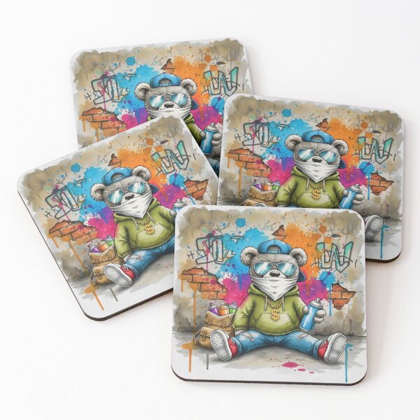 Item preview, Graffiti Artist Teddy Bear with Spray Paint – Urban Street Art Illustration   designed and sold by Pixel Pout.