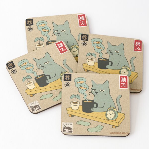 Item preview, Coffee Interference - Japanese Working Mood designed and sold by Nope Cats.