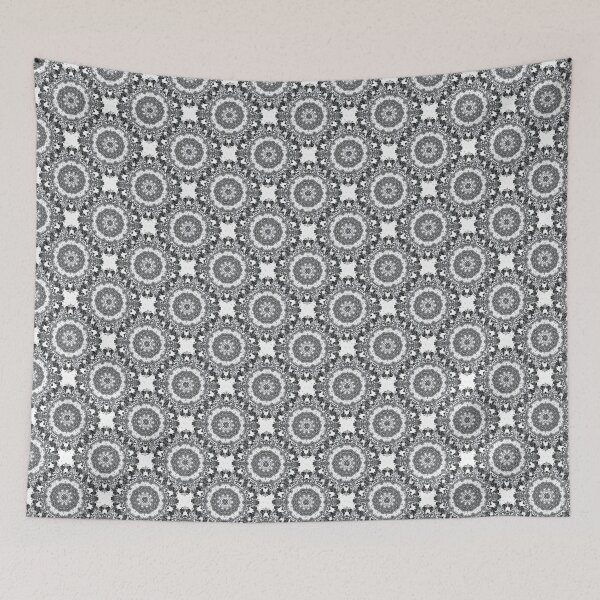 Aperçu de l'œuvre Motif mandala floral en dentelle grise créée et vendue par Artistestella.