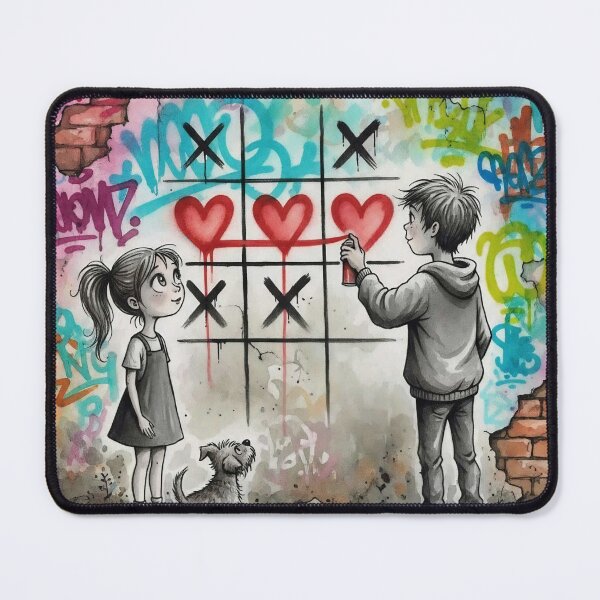 Item preview, Boy Spray Painting Hearts – Urban Street Art Love Mural Illustration   designed and sold by Pixel Pout.