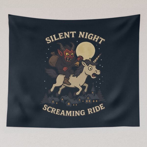 Item preview, Silent Night Screaming Ride – Krampus Riding a Unicorn designed and sold by SidTastic .