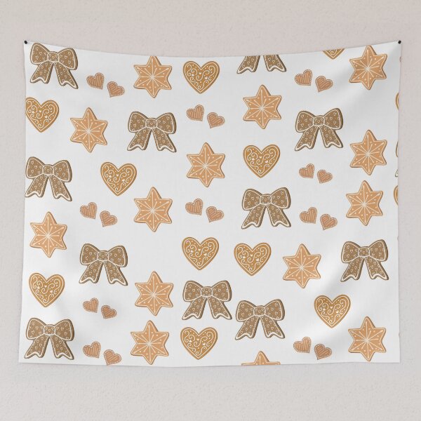 Item preview, Cute Gingerbread Cookie Pattern – Christmas Hearts, Stars & Bows Design designed and sold by BooWearBer.