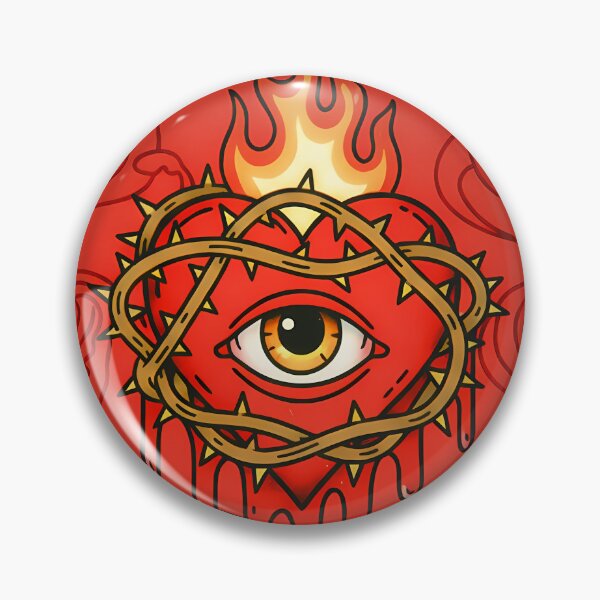 Item preview, SACRED AGONY Flaming Sacred Heart Eye designed and sold by CoffinsArt.
