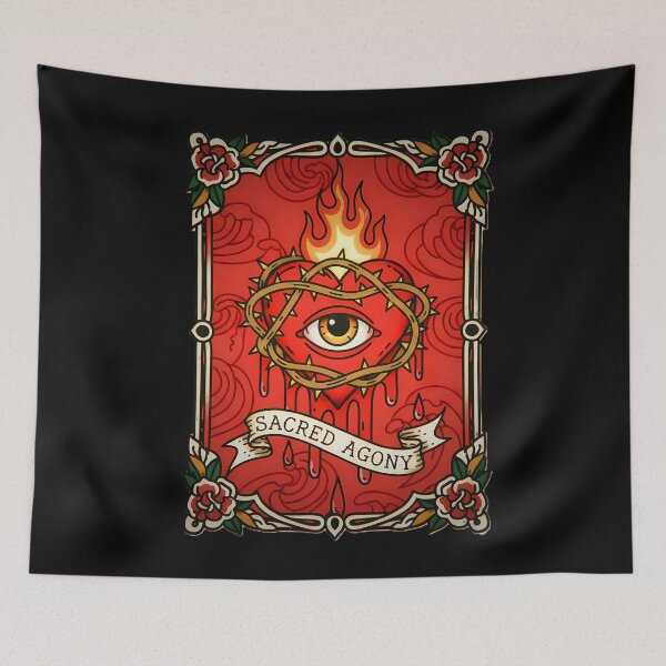 Item preview, SACRED AGONY Flaming Sacred Heart Eye designed and sold by CoffinsArt.