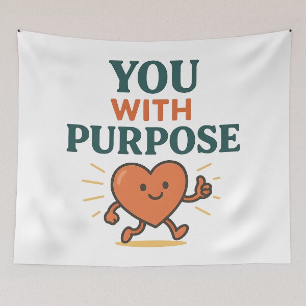 Item preview, Cute Motivational Heart Character with Purpose Quote. designed and sold by The-T-In-Retro.