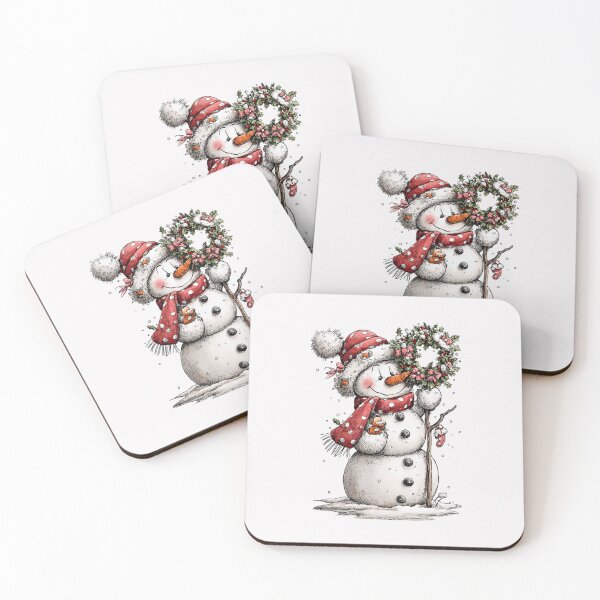 Item preview, Snowman with Festive Wreath and Polka-Dot Scarf designed and sold by QuietBloom80.