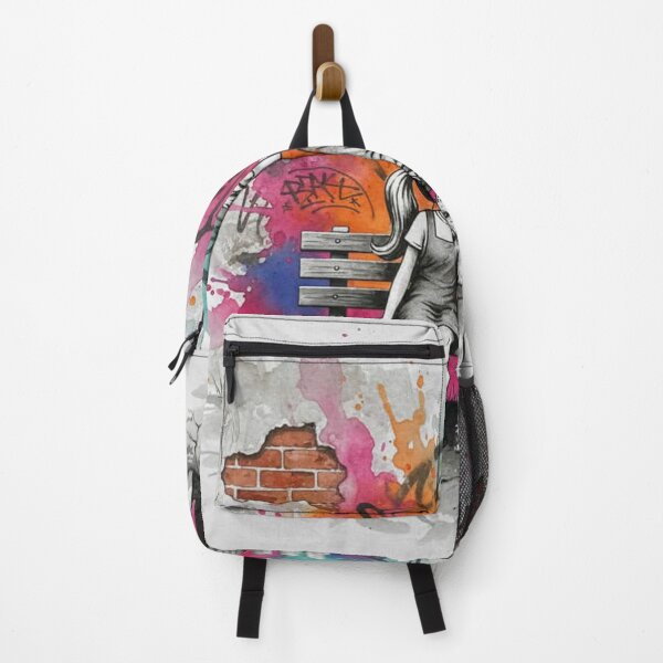 Item preview, Graffiti Love Kiss – Boy and Girl Sitting on Bench with Dog and Color Splash Street Art designed and sold by Pixel Pout.