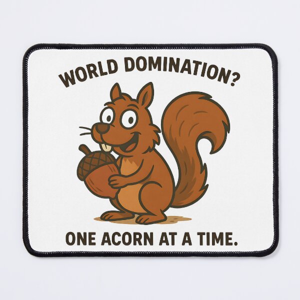 Item preview, Funny Squirrel Plotting World Domination with Acorn. designed and sold by The-T-In-Retro.